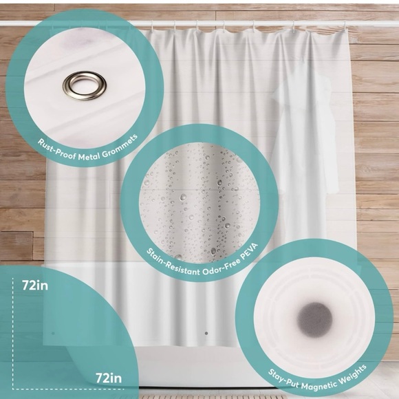 Clear BigFoot Shower Curtain Liner PEVA Heavy Duty & Rustproof Metal Grommets - Picture 3 of 10